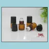 1 2 3 5 10Ml Essential Oil Glass Roller Bottles Mini Tiny Refillable Empty Aromatherapy Per Liquid Amber Roll On Bottle Vials Metal Drop Del