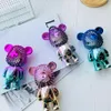 Simpatico fan dell'orso Ricarica USB Tre file regalo portatile Net Red Desktop Mini Gradient Electroplating Bear Handheld Decor