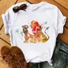 Hakuna Matata Letter Drukuj Kobiety Kobiety Kobieta Kobieta Summer Harajuku krótkie rękaw Białe T Shirty Cartoon Casual Woman Tops Ubrania