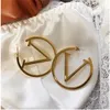 Charm Punk Stainless Steel Earrings For Women Fashion Metal V Letter Circle Statement Big Round Gold Hoop Earrings Jewelry GC1147