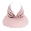 Womens Summer Visor Sun Antiultraviolet Elastic Hollow Top Casual Wide Large Brim Cap Gorras Beach Anti UV Hat 220617