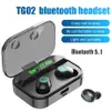 TG02 TWS-hörlurar 5.1 Bluetooth 9D Stereo Sports Earbuds Vattentät headset med LED Digital Display för laddning Smartphone