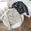 2022 Spring Autumn Autumn New Women Motorcycle Biker Jacket Slim Single Brepsted Lapela Pu Casaco Curto Casaco Big Pocket Outerwear L220801