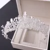 Başlıklar Sliver Düğün Taç Gelin Nedime Barok Şık Kristal Tiara Rhinestone Head Band Elbise Tiara