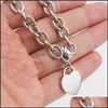 Charm Bracelets Stainless Steel Women Bracelet Jewelry Heart Tag Rolo Femme With Tags Bangle For Couples Chain Link Drop Delivery 2021 R2O