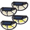 Nuova luce solare esterna Lampada da parete a LED 3 modalità Sensore di movimento PIR Lampione stradale SMD2835 102 Batteria incorporata Alimentato dalla luce solare Impermeabile