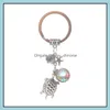 Key Rings Jewelry Fashion Drusy Druzy Keychain Mermaid Tortoise Starfish Fish Scale Charms For Women Drop Delivery 2021 S6Ijo