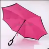 Umbrellas Creative Double Layer Pongee Waterproof Reverse Folding Umbrell Dhujd