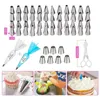 124 PCS Cake Decorating Kit Icing Tips Turntabla konditorispåsar Koppare Krämmunstycken Bakningsverktyg Set för muffins Cookies Y200618