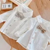 Milancel Autumn Baby Clothing Set Toddler Gentleman Boys Suit Bow Tie Blue and Shorts 2 PCS födelsedagskläder 220507