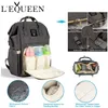 Lequeen Moda Mummy Mummy Maternity Bag Brand Grande Capacitar Bolsa de Mochila Viagem Backpack Designer Bolsa de Enfermagem Para Cuidados para o Baby 220514