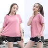 Yoga-outfit L-4XL Plus size shirts voor vrouwelijke fitness lopende t-shirts sport snel droge korte mouw gym workout losse topsyoga