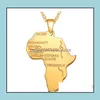 Pendant Necklaces Pendants Jewelry Hip Hop Africa Map Necklace Men Sier Rose Gold Black Lettering African Charm Link Chain For Women Drop