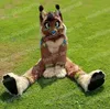 Costume de mascotte de chien Husky Fox en fourrure longue d'Halloween, tenue de personnage de dessin animé de haute qualité, tenue de carnaval, taille adulte, fête d'anniversaire, tenue d'extérieur, tenue unisexe