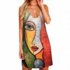Xxxh Женщины сексуальные 3D -печатные геометрические арт -полая подвесная юбка повседневная мода мода женская платье без рукавов уличная одежда 220713