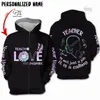 PLstar Cosmos 3DPrinted est Teacher Gift Nom personnalisé Travailleur Unique Hrajuku Streetwear Unisexe Casual Hoodies Zip Sweatshirt A2 220713