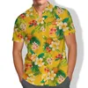 Men's Casual Shirts Beach Holiday Floral Blue Personality Polynesian Men Shirt Autumn Summer Plus Size Male Aloha ShirtMen's