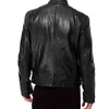 Men Faux Leather Jacket Outfit Vintage Stand Collar Motorcycle Zipper s L220801