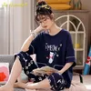 Pyjama Set Women Sleepwear Plus Size Lungewear Summer Shorts Cotton Nightwear Capris Set Soft Cotton Women's Pyjamas 4XL 5XL 220321