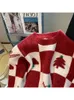 Kadınlar Sonbahar Kış Crewneck Kontrast Renk Baskı Tasarımı Örgü Sweatshirtler Gevşek Uzun Kollu Örme Sweak Sweater 220817