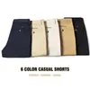 6 Color Casual Shorts Men Summer Straight Elastic Business Fashion Thin Short Pants Male Brand Khaki Beige Black Navy 220401