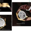 Нарученные часы FORSINIG WATCH Автоматические механические мужские часы кожаные ремешки мужская мода Moon Patter
