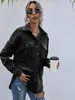 女性のジャケット2022スタイルの女性のコルディュロイシャツジャケット大人のボタンダウンソリッドカラーロングスリーブラペルのアウターウェアポケット付き