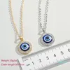 2022 new fashion Colorful Turkish Crystal Evil Blue Eyes Pendant Necklace Gold Silver Color 14mm Geometric Circular Coin Clavicle Necklaces Lucky Protection Jewel