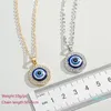 2022 Nieuwe mode kleurrijke Turkse kristal kwaad blauwe ogen hanger ketting goud zilveren kleur 14 mm geometrische cirkelvormige munt sleutelbeen kettingen Lucky Protection Jewel juweel