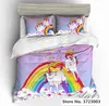 Hot Unicorn Bedding Set Duvet Cover Cartoon Bedcllothes Colorful Animal Printed Comforter Sets for Girls