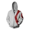 Sudaderas con capucha para hombre, disfraz de God Of War de juego, Cosplay de Kratos, Sudadera con capucha informal con estampado 3D para hombre, sudadera con cremallera, sombrero, abrigos, chaqueta de tela