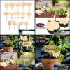 Other Household Sundries Home Garden 10Pcs Flower Card Succent Label Cards Landscape Signboard Nameplate Carved Bamboo Sign Tags For Flowe