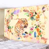 Tiger Tapestry Flower Carpet Wall Hanging Room Animals寮の敷物アートホームデコレーションJ220804