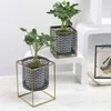 Nordic light luxury gold hollowed flower pot creative fashion balcony plant stand simple atmosphere indoor decorative shelf Q231018