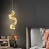 Luxury Spiral Crystal Single Head Chandelier Bedroom Bedside Fixture Lamp Modern Living Room Pendant Light Home LED Hanging Lamp