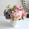 Dekorativa blommor kransar vackra hortensia rosor konstgjorda för hembröllopsdekorationer av hög kvalitet blom bukett mousse pion fak