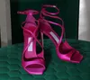 Robe de mari￩e sandale talons hauts marques de luxe pour femmes chaussures azia 110 mm orteil carr￩ ￠ double sangle talons sexy pompes j-m