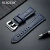 Remzeim 20 22 24 26 mm oryginalny skórzany pasek zegarek Blue Watchband Akcesoria Akcesoria Bransoletka z litej metalowej klamry 220507