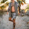 The Fashion Men s Trip Hawaiian Beach Style Digital Print Cardigan Short Shirt Jogging Shorts 2 Piece Suit 220613