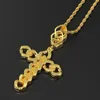 Pendant Necklaces Brass CZ Cross Pendants Iced Out Hip Hop Necklace For Men And Women Gold Color Silver CN124Pendant