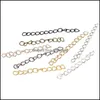 Chains Jewelry Findings Components 100Pcs/Pack 50Xm Gold Sier Color Metal Bk Tail Extended Extension Chain For Bracelets Necklace Diy Maki