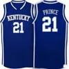 Nikivip Custom XXS-6XL Vintage Rare Men #21 Kentucky Tayshaun Prince High School Blue College Basketball Jersey Size S-4XL eller Custom Any Name eller Num