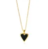 Collier de mode femme émail rétro polyvalent coeur pendentif chandail chaîne Simple lumière luxe clavicule chaîne