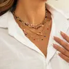 Pendanthalsband Böhmen Multi Layer Crystal Clavicle Chain Choker Halsband för kvinnor Punk Geometriska paljetter Collier Lariat Jewelrypendant