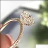 Solitaire 925 Sterling Sier 2ct Almofada Corte Anéis de Noivado de Casamento Diamante para Mulheres Moda Anel dedo Fine Jewelry Atacado Drop Deliv