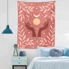 Psychedelic Moon Phase Flower Carpet Bohemian Decoration Photo Room Arazzi da parete Casa per J220804