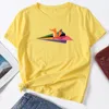 Koszulka damska na papierowym samolocie Podróż z snami Kobiety Kobiety z krótkim rękawem Letnie topy dla kobiet bawełniane graficzne koszulę W220408