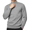 Herrtröjor tröja män bomullstickande smal turtlenck pullover höst vinter höghals thirt mockneck klädmärke