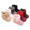 Boots Baby Girls Snow Soft Sole Sole Anti inlip prewalkers Winter Wart Warm Fur Fur Booties with 2 buttons 0-18moots