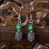 Charm Bohemia Retro Lava Stone Beads Charms Earrings Diy Essential Oil Diffuser Jewelry Women Volcanic Cubic Earring Drop Dhseller2010 Dhg9L